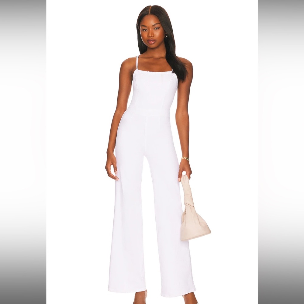 Good American Bright White Spaghetti Strap Jumpsuit